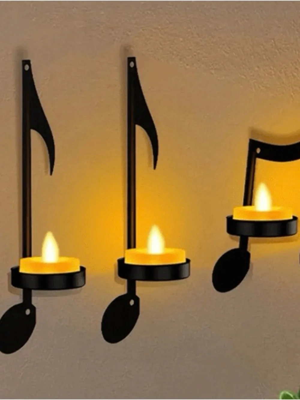 Black Musical Note Wall Hooks for atea Lights Decorative Home Wall Decor NWOT